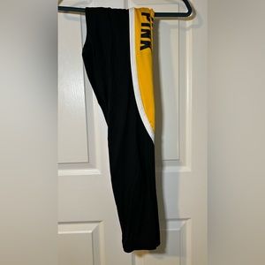 VS PINK Ultimate Leggings - black and yellow with some white, size L